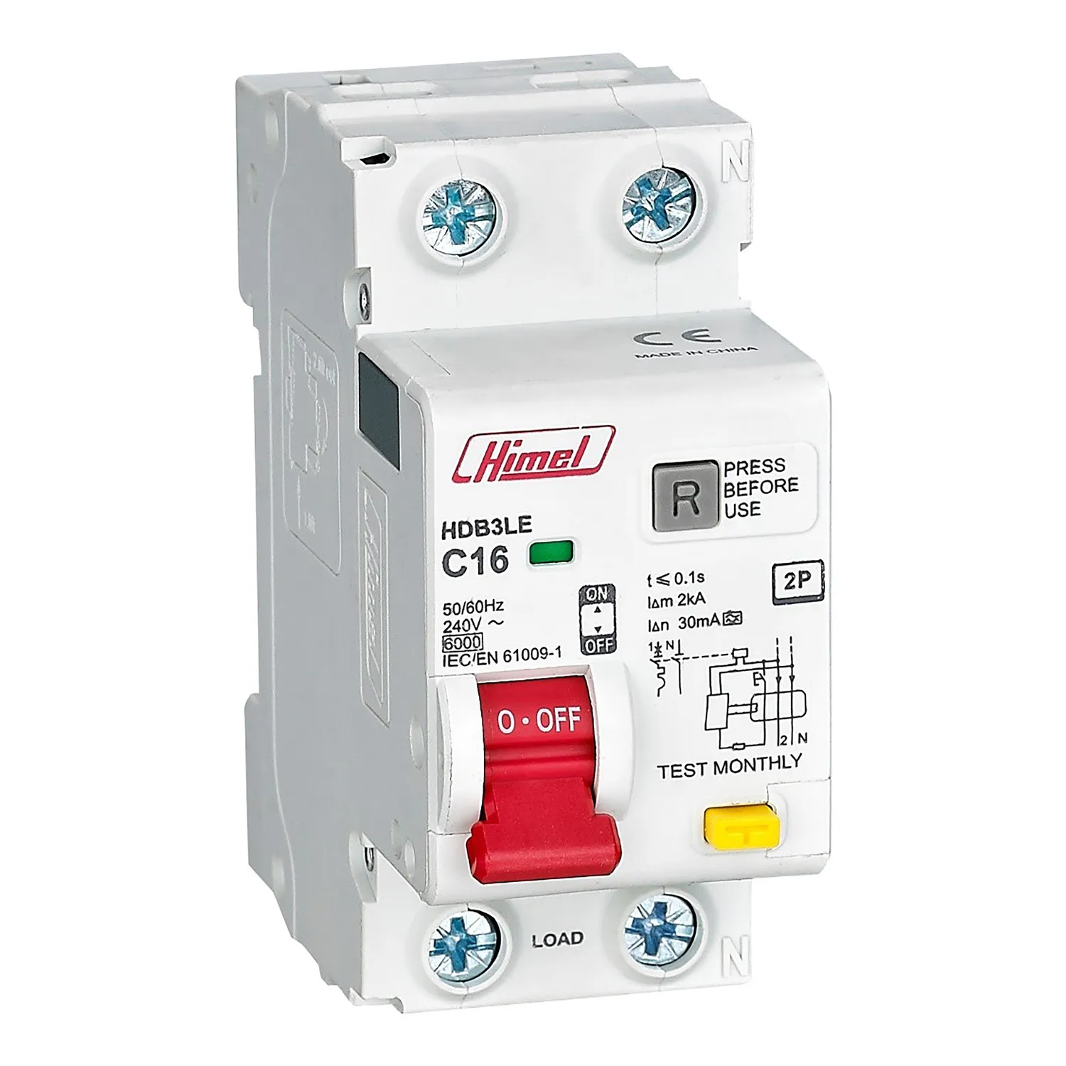 کلید نشتی جریان ترکیبی RCBO دو پل 25آمپر 30 میلی آمپر 6KA نوع C