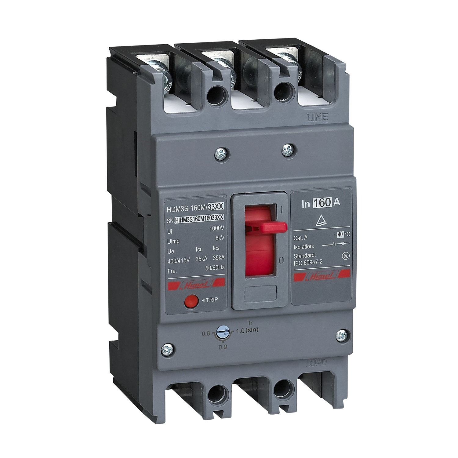 کلید کامپکت قابل تنظیم حرارتی قابل تنظیم مغناطیسی سه پل ۶۳۰ آمپر ۵۰KA - مناسب دمای ۵۰ درجه